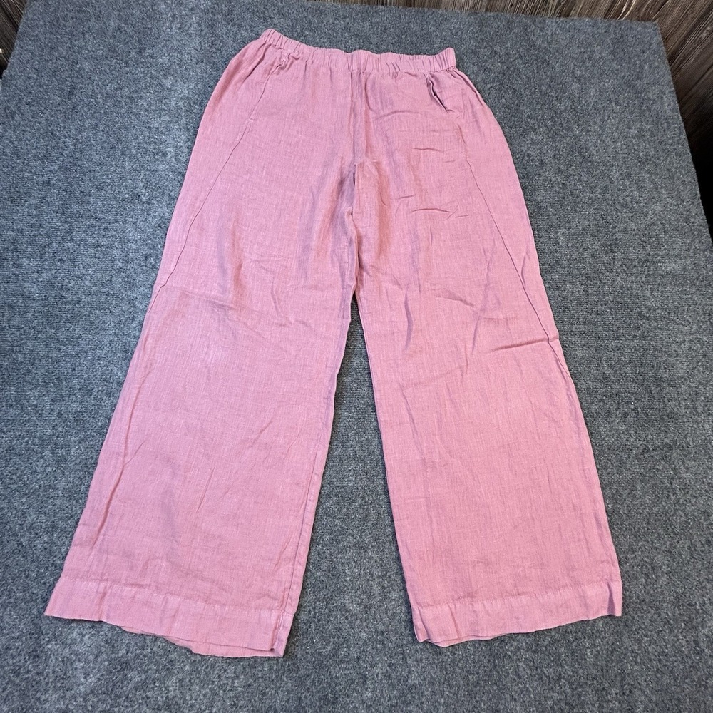 Velvet by Graham & Spencer 100% Linen Pants M Pink Wide Leg Casual Beachy Boho